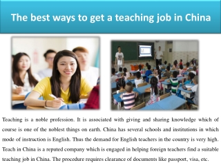 The best ways to get a teaching job in China