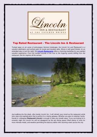 Top Rated Restaurant - The Lincoln Inn & Restaurant