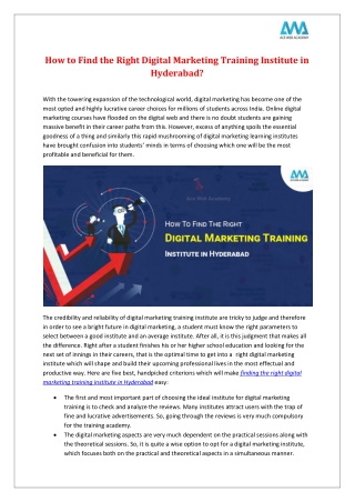 How to Find the Right Digital Marketing Training Institute in Hyderabad?