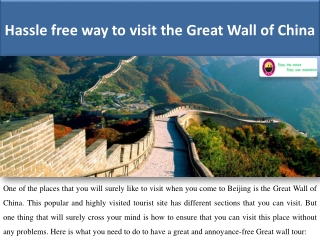 Hassle free way to visit the Great Wall of China