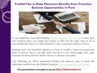 Fruitful Tips to Reap Maximum Benefits from Franchise Business Opportunities in Pune
