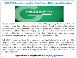 B2B SEO Services Houston- Few Primary Myths about Page Rank
