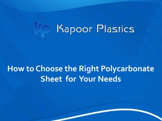 How to choose the right polycarbonate sheet for your needs