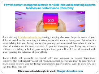 Few Important Instagram Metrics for B2B Inbound Marketing Experts to Measure Performance Effectively