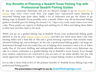 Key Benefits of Planning a Seadrift Texas Fishing Trip with Professional Seadrift Fishing Guides