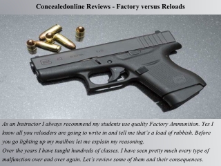 Concealedonline Reviews - Factory versus Reloads
