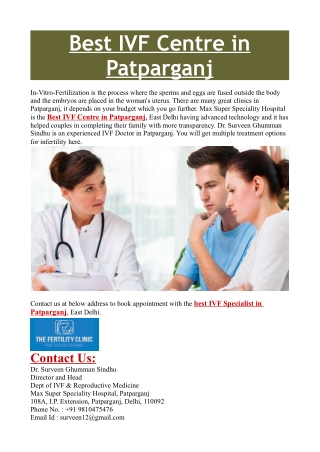 Best IVF Centre in Patparganj