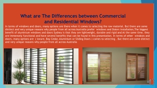 What are The Differences between Commercial and Residential Windows?
