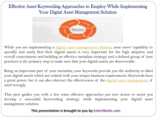 Effective Asset Keywording Approaches to Employ While Implementing Your Digital Asset Management Solution