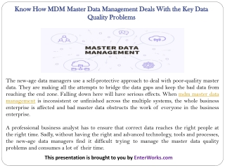 Know How MDM Master Data Management Deals With the Key Data Quality Problems