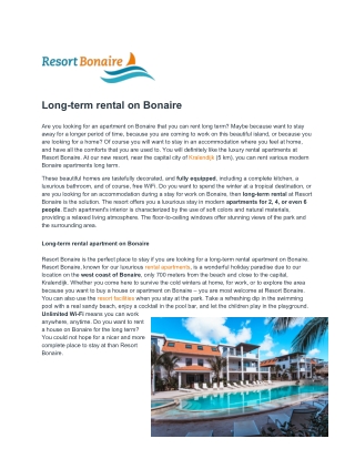 Resort Bonaire - Long term rental bonaire