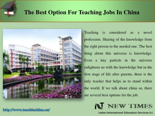 The best option for teaching jobs in china