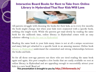 Interactive Board Books for Rent to Take from Online Library in Hyderabad That Your Kids Will Love