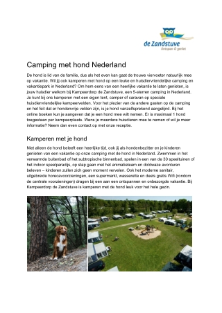 De Zandstuve - Camping met hond Nederland
