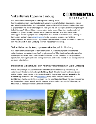 Vakantiehuis kopen Limburg