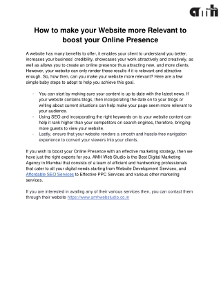 How to make your Website more Relevant to boost your Online Presence