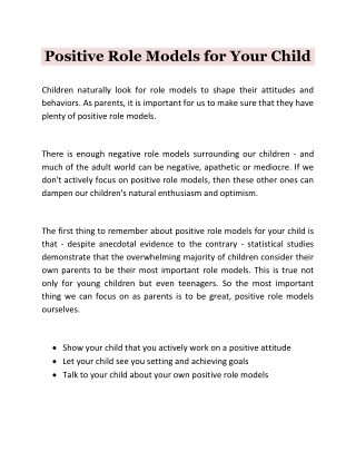 Positive Role Models for Your Child