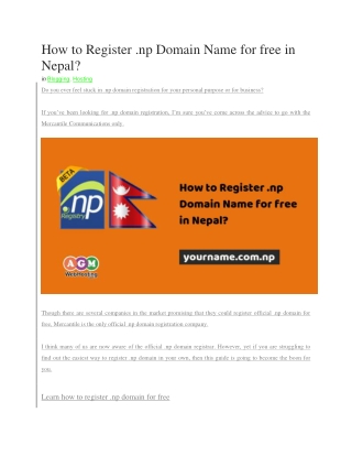 How to Register .np Domain Name for free in Nepal?