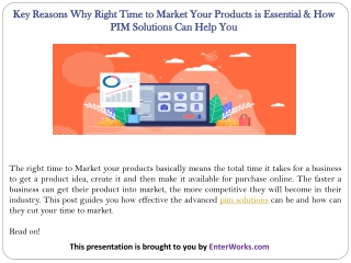Key Reasons Why Right Time to Market Your Products is Essential & How PIM Solutions Can Help You