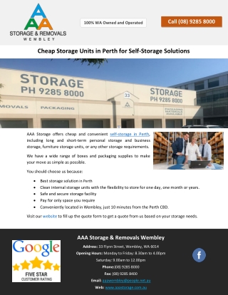 Cheap Storage Units in Perth for Self-Storage Solutions