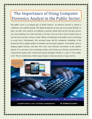 The Importance of Using Computer Forensics Analyst in the Public Sector