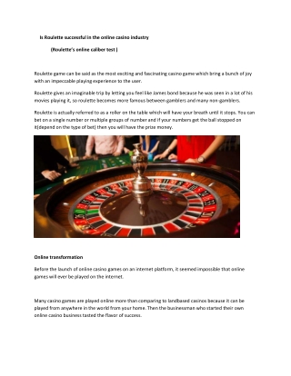Is Roulette successful in the online casino industry