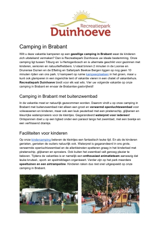 Recreatiepark Duinhoeve - Camping Brabant