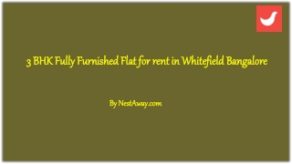 3 BHK Fully Furnished Flat for rent in Whitefield Bangalore