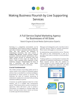Making Business Flourish by Live Supporting Services