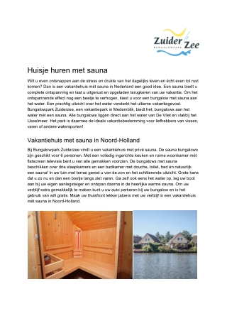 Bungalowpark Zuiderzee - Huisje huren met sauna
