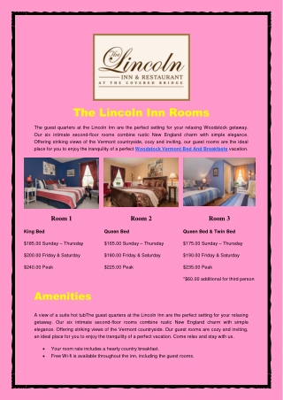 The Lincoln Inn Rooms