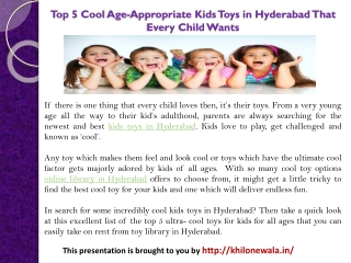 Top 5 Cool Age-Appropriate Kids Toys in Hyderabad That Every Child Wants
