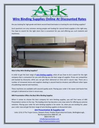 Wire Binding Supplies Online At Discounted Rates