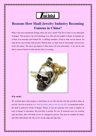 Reasons How Skull Jewelry Industry Becoming Famous in China?