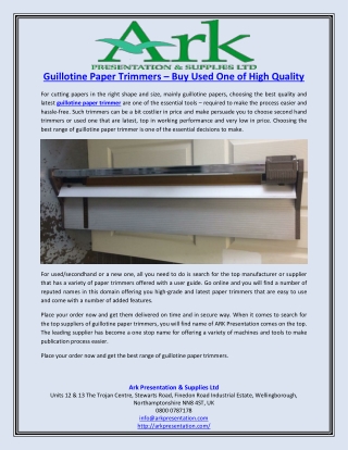 Guillotine Paper Trimmers – Buy Used One of High Quality