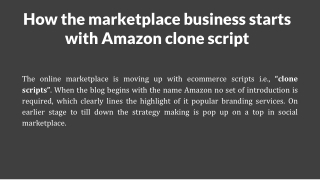 How the marketplace business starts with Amazon clone script