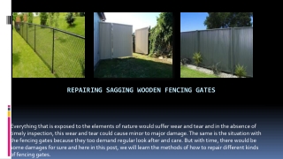 Repairing Sagging Wooden Fencing Gates