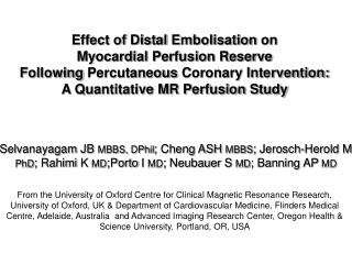 Effect of Distal Embolisation on Myocardial Perfusion Reserve Following Percutaneous Coronary Intervention: A Quant