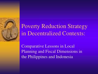 Poverty Reduction Strategy in Decentralized Contexts: