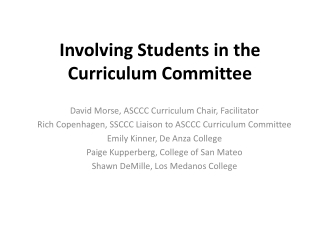 Involving Students in the Curriculum Committee