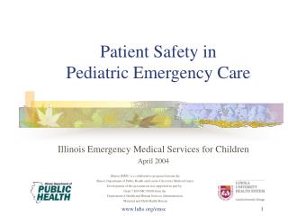 Patient Safety in Pediatric Emergency Care