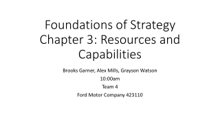 Foundations of Strategy Chapter 3: Resources and Capabilities