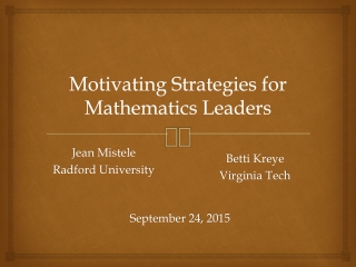 Motivating Strategies for Mathematics Leaders