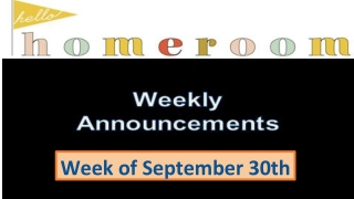 Week of September 30th