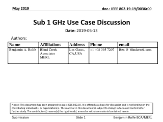 Sub 1 GHz Use Case Discussion