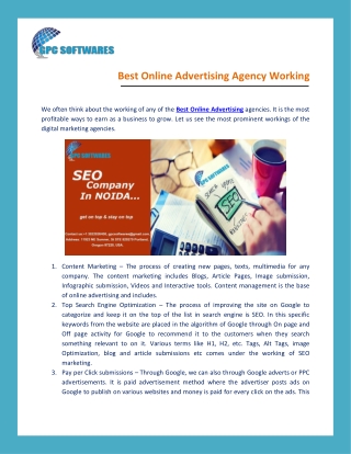 Best Online Advertising Agency Working