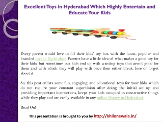 Excellent Toys in Hyderabad Which Highly Entertain and Educate Your Kids