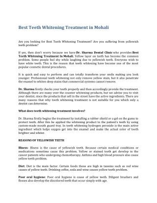 Best Teeth Whitening Treatment In Mohali
