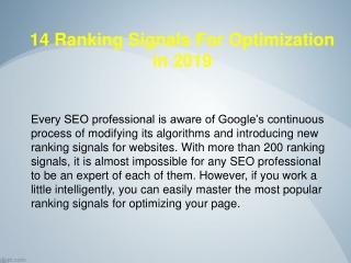 14 Ranking Signals For Optimization in 2019