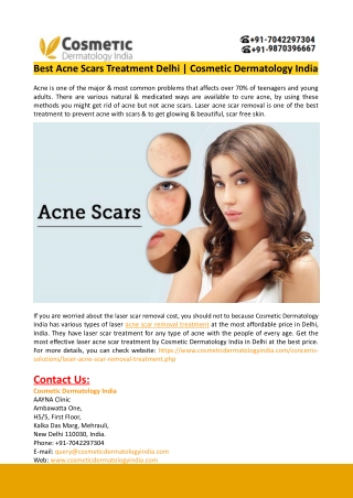 Best Acne Scars Treatment Delhi-Cosmetic Dermatology India.